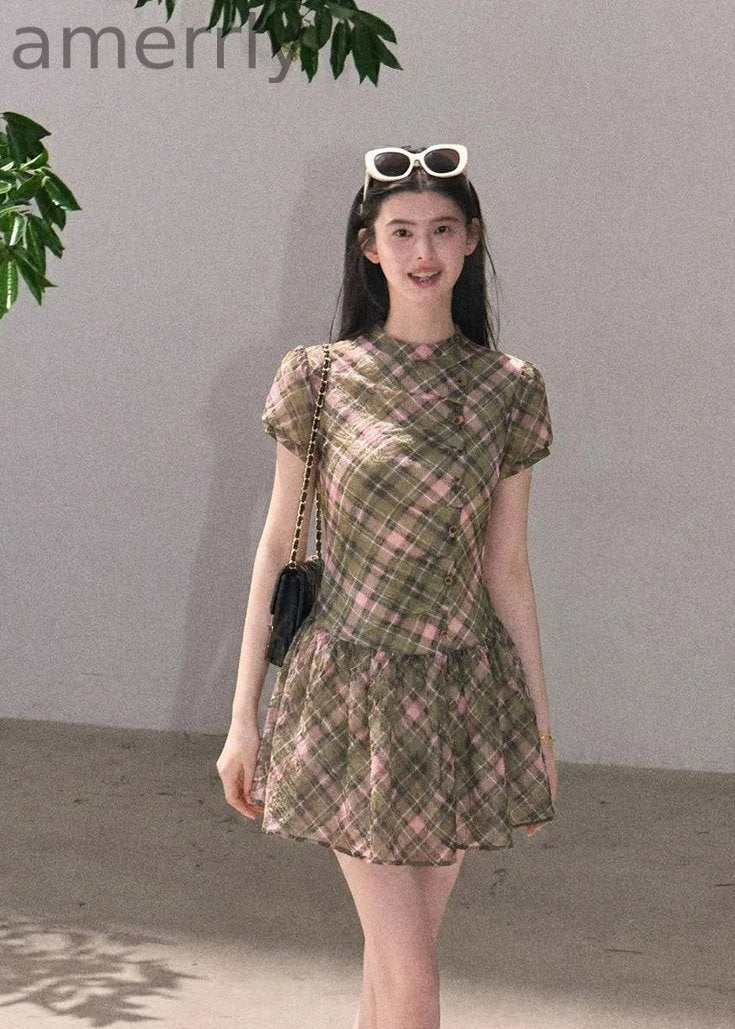 Misty Bloom Waist-Cinching Mini Dress