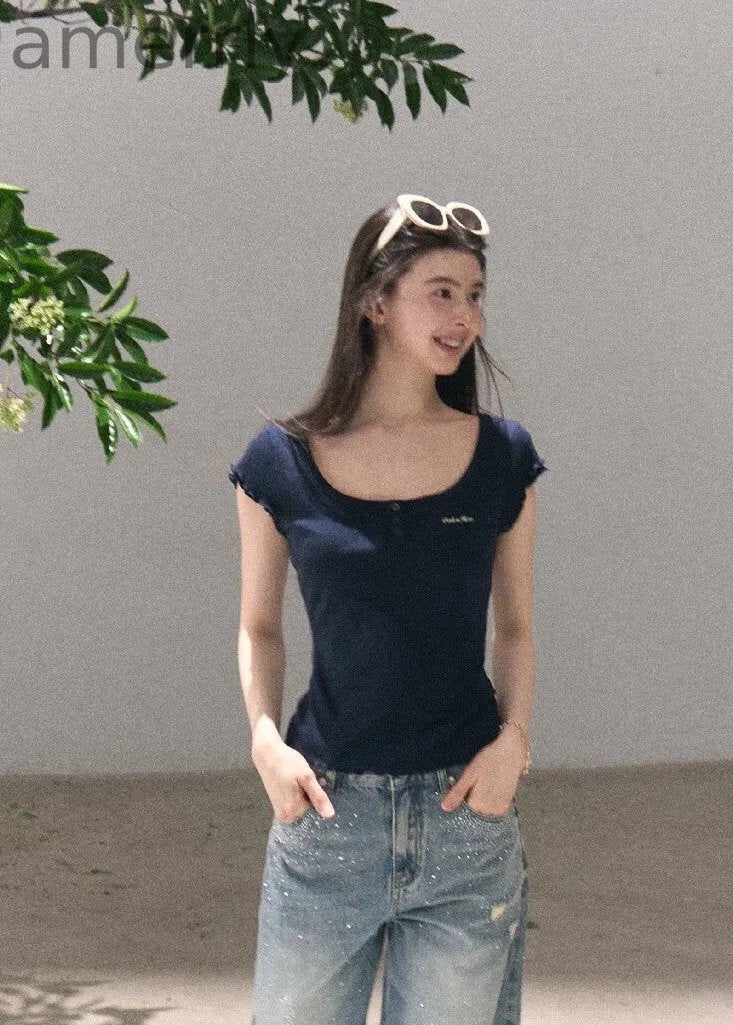 Oxygen U-Neck Wool-Blend Tee