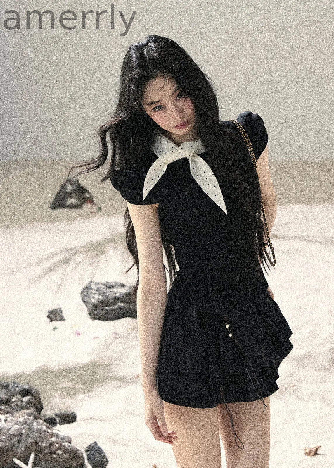 Flowing Galaxy Bow Puff Sleeve Top