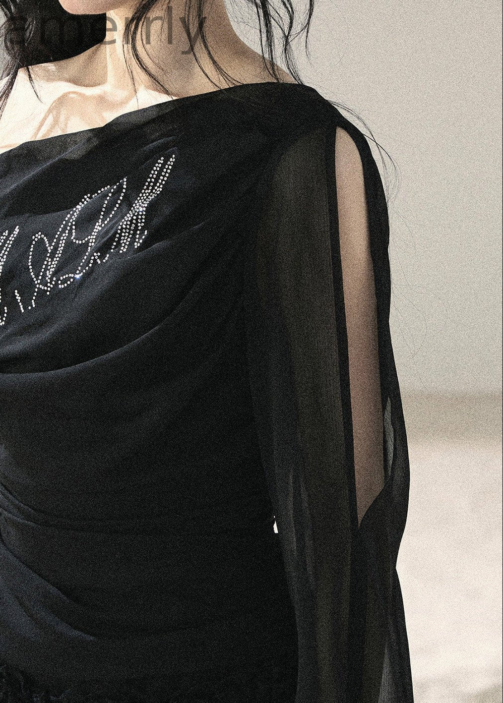 Fine Starlight Off-Shoulder Mesh Top