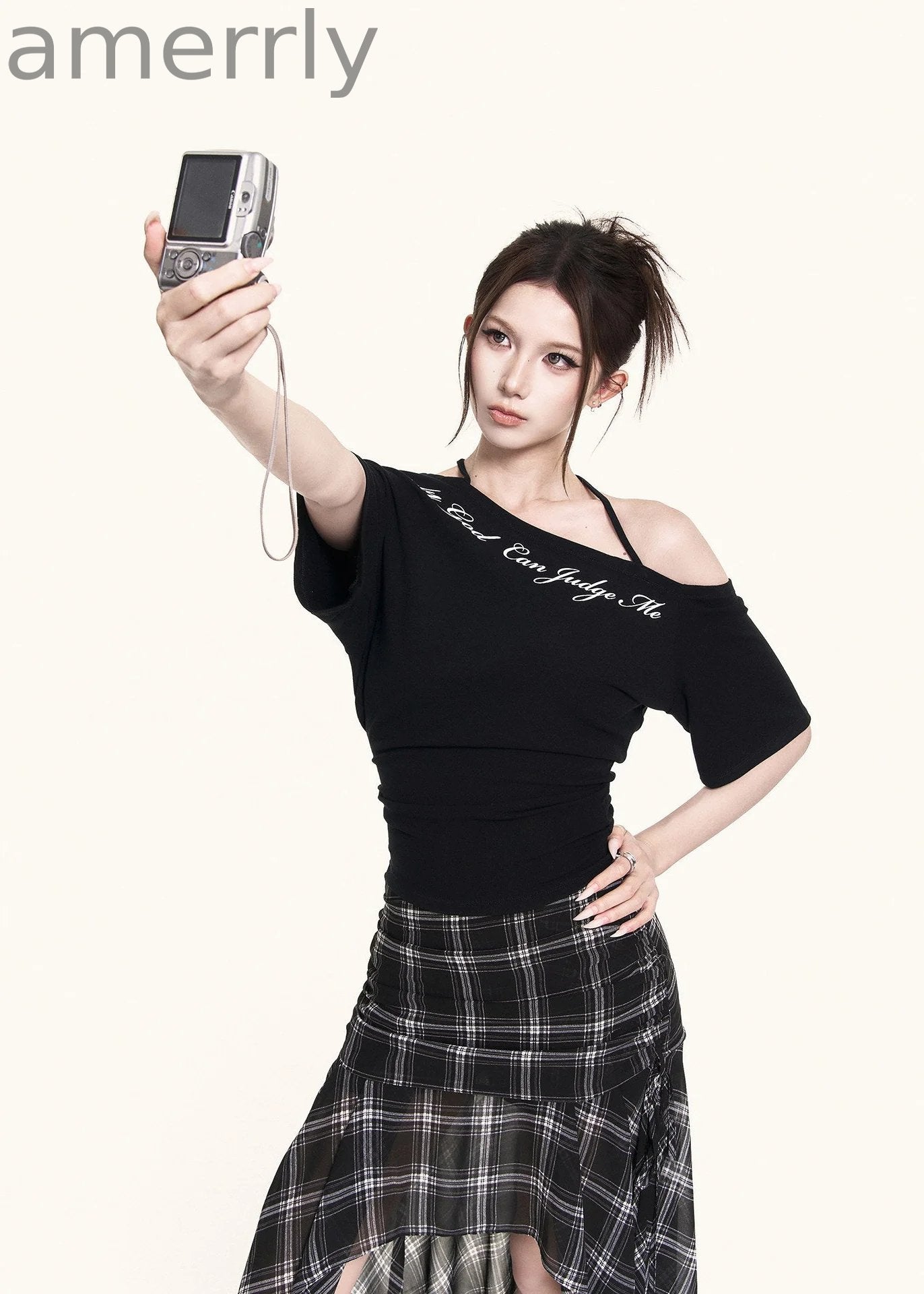 Cross-Shoulder Script Crop Top