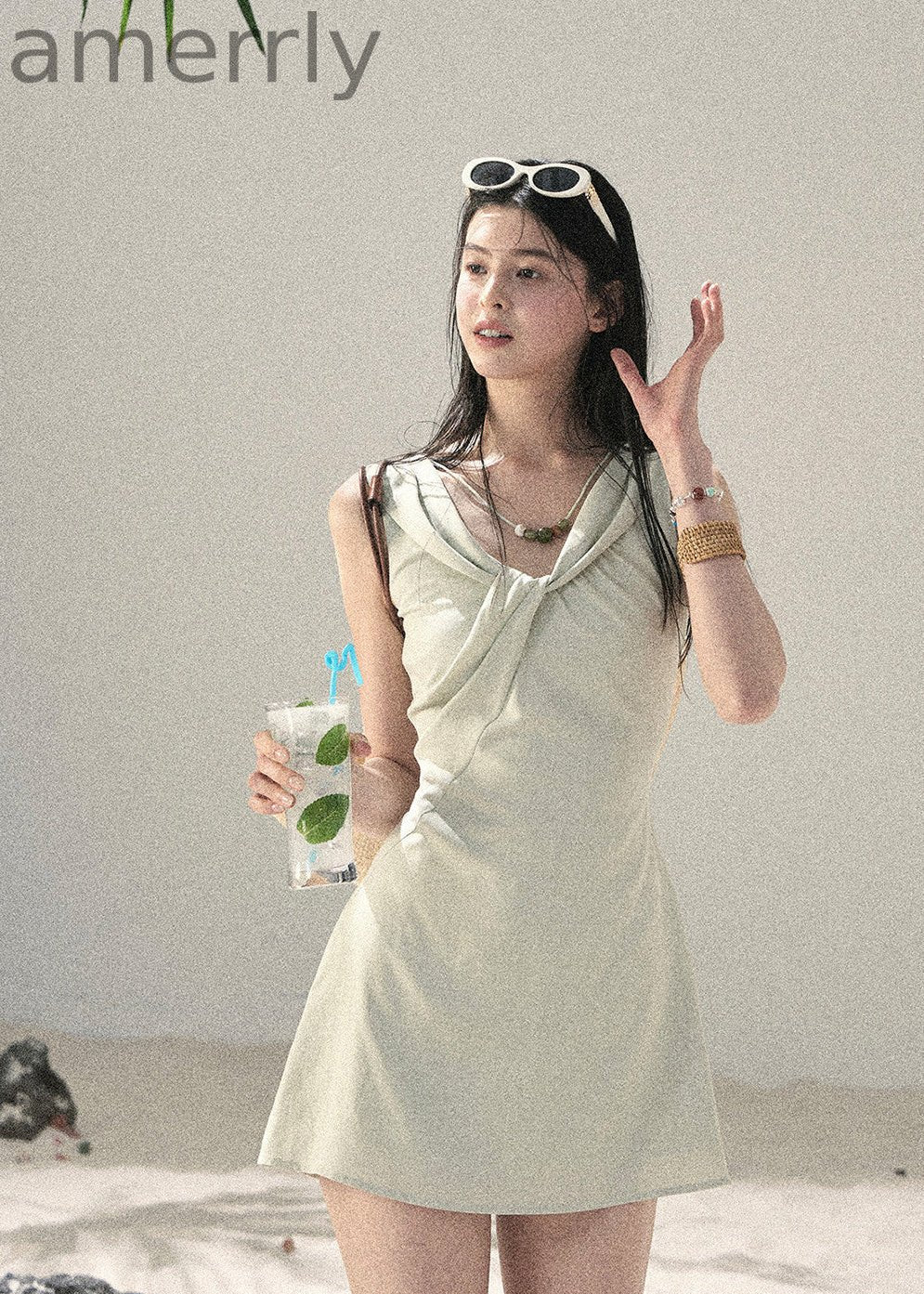Meadow Whisper V-Neck Mini Dress