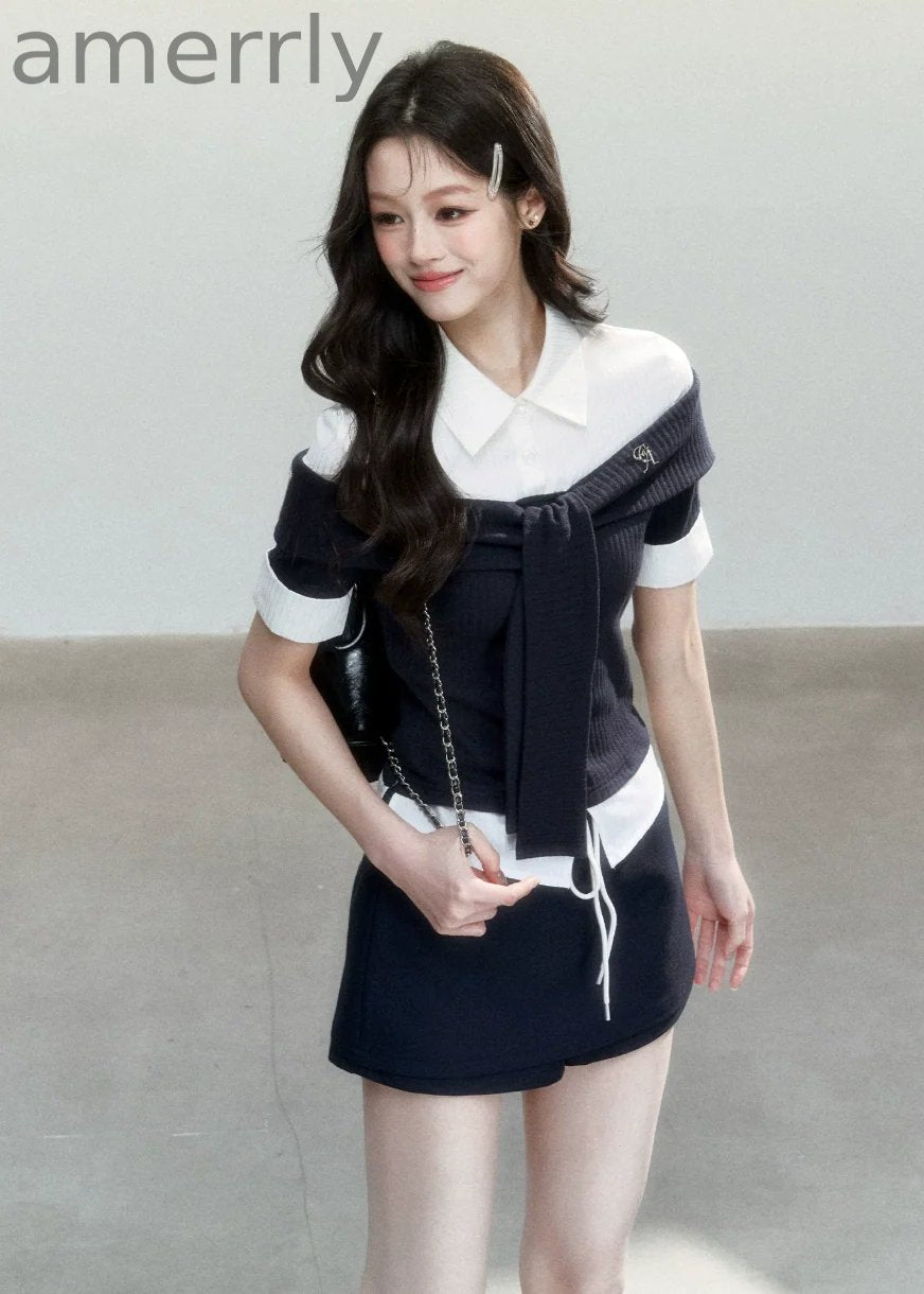 Bailan Manor Layered Waist-Tie Shirt