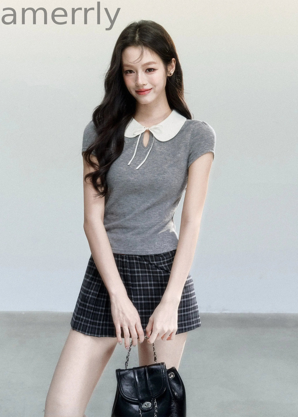 Doll Collar Slim Knit T-Shirt